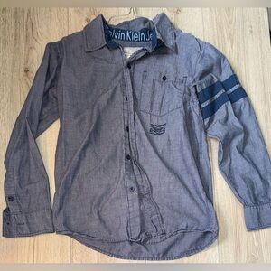 Calvin Klein Blue Button Down Shirt Long Sleeve button up top